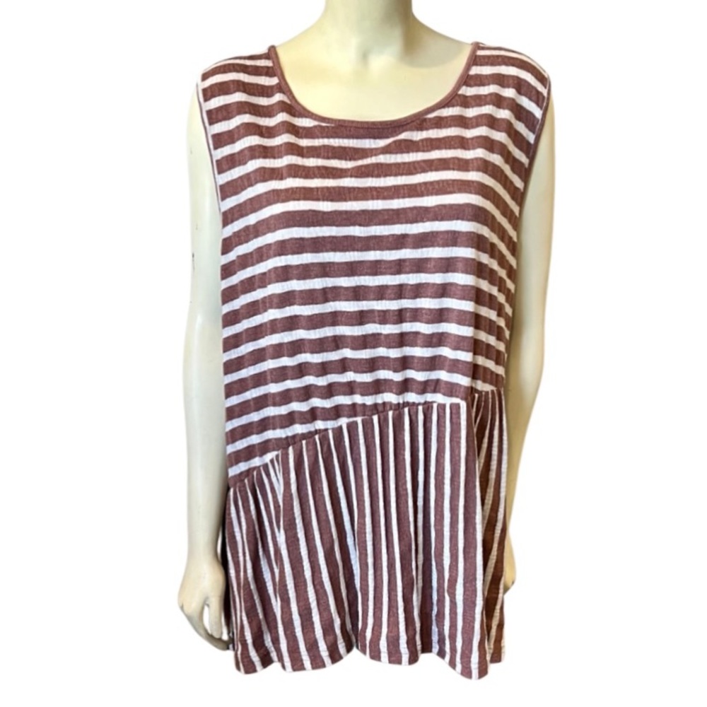 Simple Suzanne Betro Sleeveless Rust Striped Top 4X